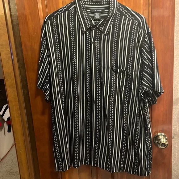 j ferrar short sleeve dress shirt JF J.Ferrar Blue Stretch Slim Fit Short Sleeve Men's Shirt Large 16-16.5 (34-35)